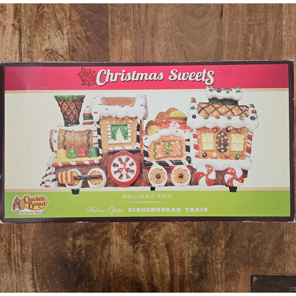 Cracker Barrel Christmas Sweets Fiber Optic Gingerbread Train Collectible